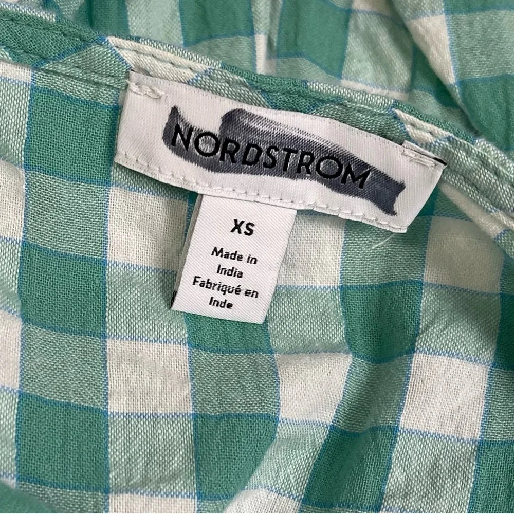 NEW Nordstrom Jumpsuit Womens XS Green White Gingham Sleeveless Tie Back NWOT - Picture 7 of 15